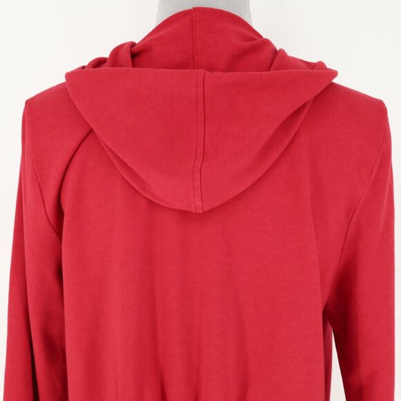 Chicos Zenergy 2 Womens Large Sweater Red Hooded Cardigan Fringe Open Front - Picture 9 of 12